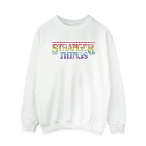 Netflix Dam/Kvinnor Stranger Things Rainbow Dot Logo Sweatshirt White S