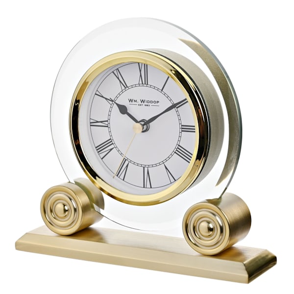 Wm. Widdop Glas & Guld Rund Bordsklocka En Storlek Guld Gold One Size