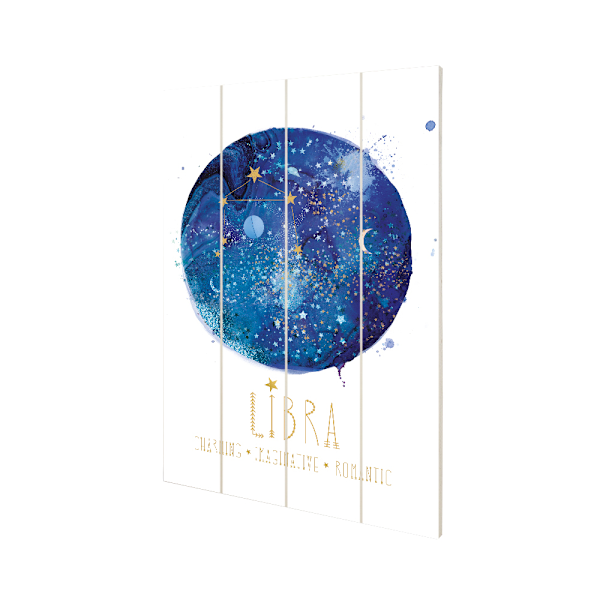 Summer Thornton Signs Of The Zodiac Libra Träskylt 40cm x 59 White/Blue/Yellow 40cm x 59cm