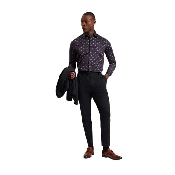 Ted Baker Herrskjorta med blommig krage och lång ärm L Marinblå Navy L
