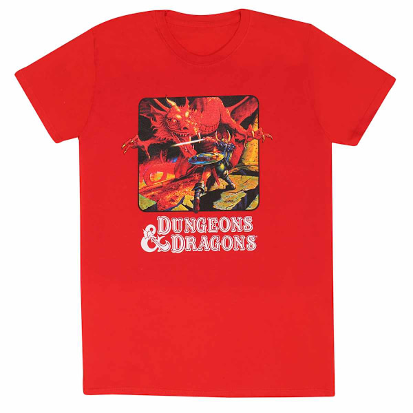 Dungeons & Dragons Unisex Vuxen Poster T-Shirt M Röd Red M