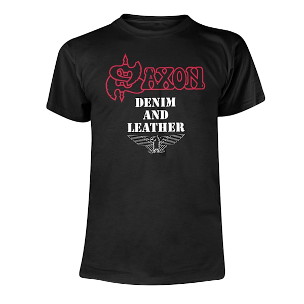 Saxon Unisex Vuxen Denim Och Läder T-Shirt S Svart Black S