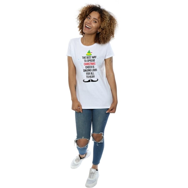 Elf Dam/Damer Julglädje Text Bomull T-shirt L Vit White L