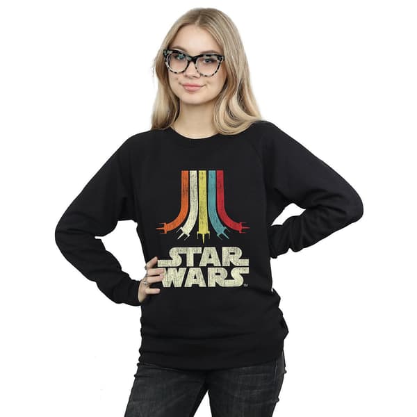 Star Wars Dam/Damer Retro Regnbåge Sweatshirt L Svart Black L