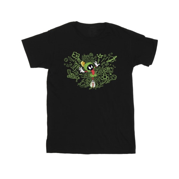Looney Tunes Girls ACME Doodles Marvin Martian Cotton T-shirt 1 Black 12-13 Years