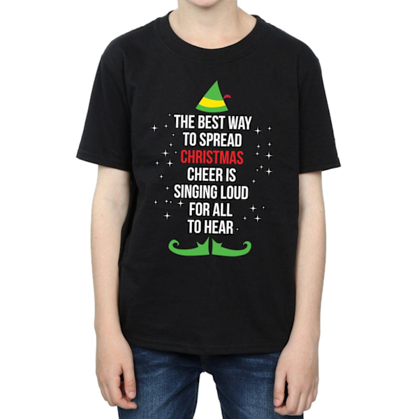 Elf Boys Christmas Cheer Text T-Shirt 7-8 år Svart Black 7-8 Years