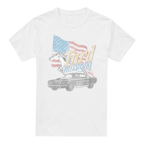Ford Mens American Flag T-Shirt L Vit White L