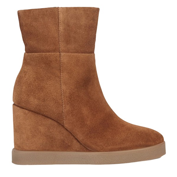 Geox Dam/Damer D Eildea B Kilklack Stövletter i Lackläder Dark Camel 6 UK