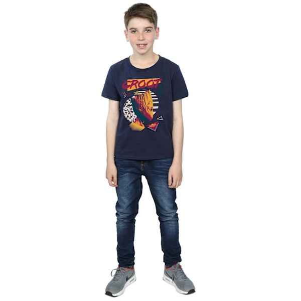 Marvel Boys Guardians Of The Galaxy Vol. 2 80-talets Groot T-shirt 7-8 år Marinblå Navy Blue 7-8 Years