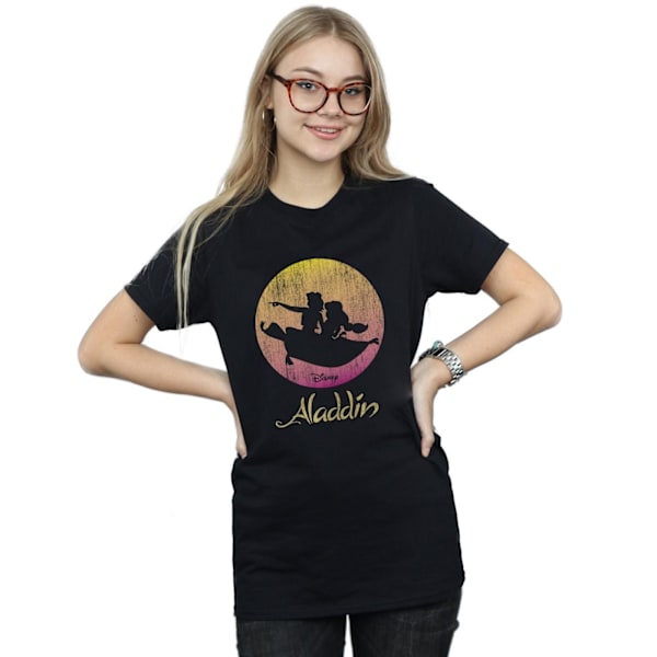 Disney Dam/Kvinnor Aladdin Flygande Solnedgång Bomull Boyfriend T-Shirt L Svart Black L