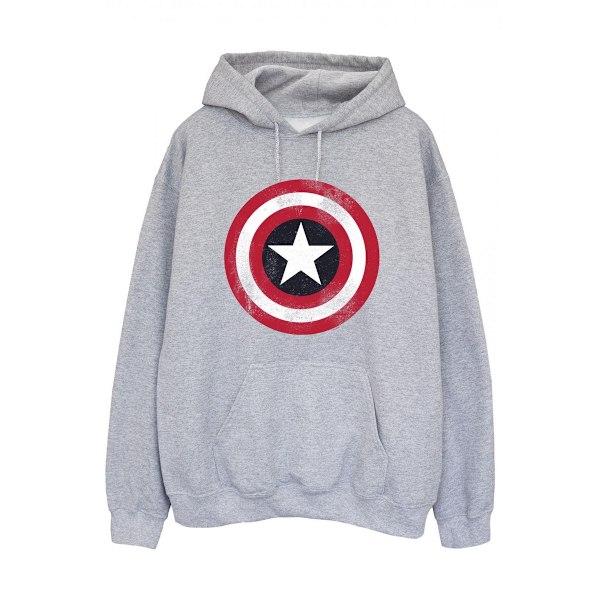 Captain America Herr Distressed Shield Hoodie M Heather Grey Heather Grey M