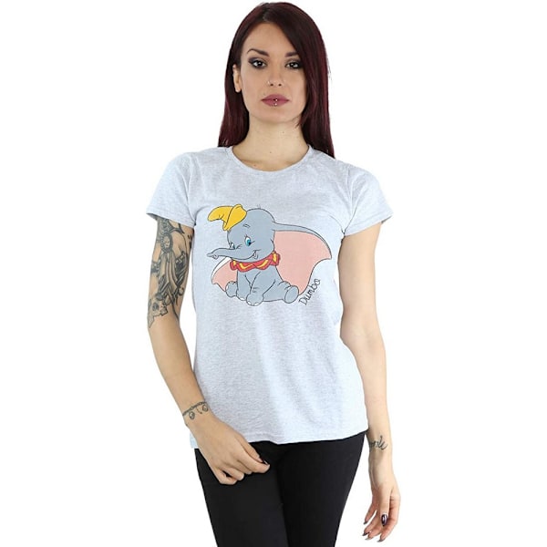 Dumbo Dam T-shirt för kvinnor/damer i klassisk melerad L-storlek, melerad grå Heather Grey L