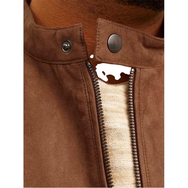 Jack And Jones Herr Biker Mock Neck Plus Långärmad Jacka 5X Cognac 5XL