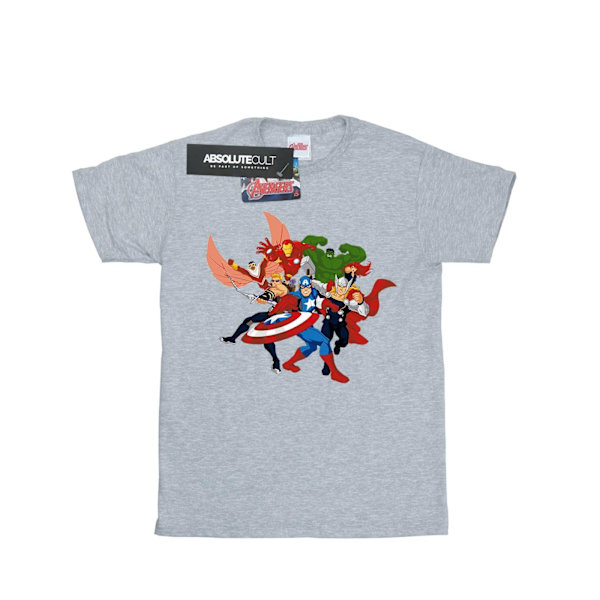 Marvel Girls Avengers Assemble Comic Team Bomull T-shirt 5-6 år Sports Grey 5-6 Years