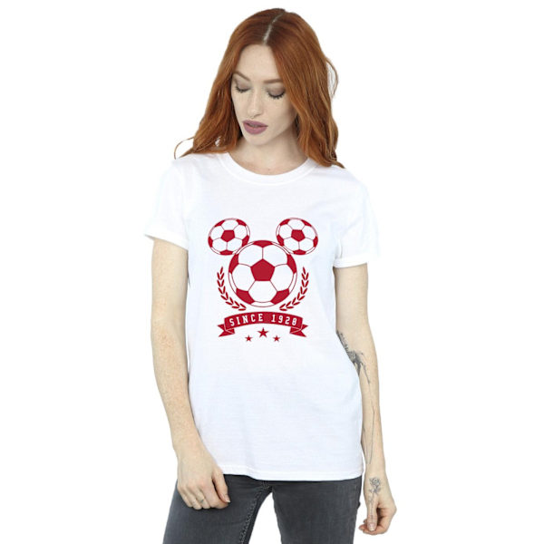 Disney Dam/Damer Mickey Football Head Bomull Boyfriend T-Sh White S