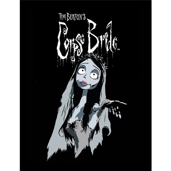 Corpse Bride Emily inramad affisch 40cm x 30cm Svart/Vit Black/White 40cm x 30cm