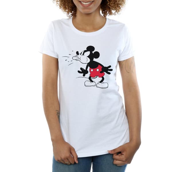 Disney Dam/Dam Mickey Mouse Tunga Bomulls T-shirt S Vit White S