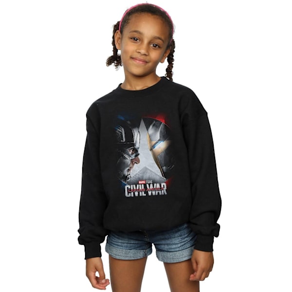 Marvel Studios Girls Captain America Civil War Poster Sweatshirt Black 7-8 Years