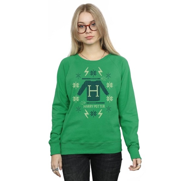 Harry Potter Dam/Damjul Jul Stickad Sweatshirt XL Irländsk Grön Irish Green XL
