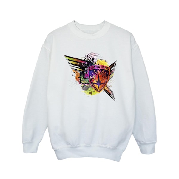 Marvel Girls Guardians Of The Galaxy Abstract Shield Chest Sweatshirt White 5-6 Years