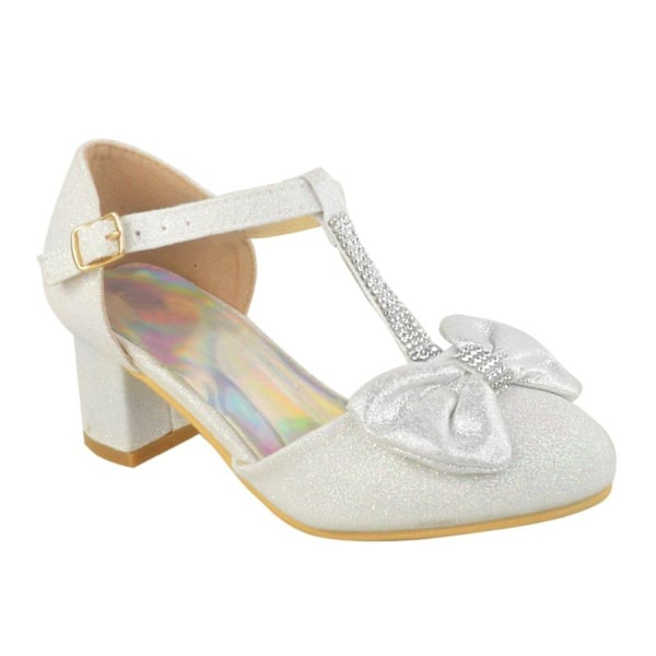 Where's That From Girls Chava Bow Faux Leather Diamante Mid Hig White 1 UK