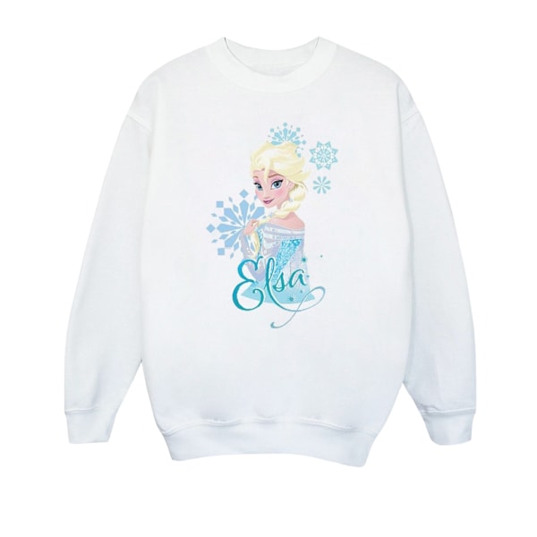Disney Pojkar Frozen Elsa Snöflingor Sweatshirt 7-8 År Vit White 7-8 Years