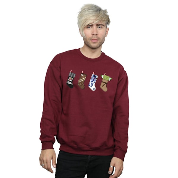 Star Wars Julstrumpor Sweatshirt L Burgundy för Män Burgundy L