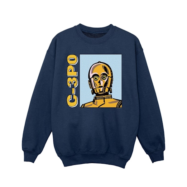 Star Wars Tjej C3PO Linje Konst Sweatshirt 5-6 År Marinblå Navy Blue 5-6 Years