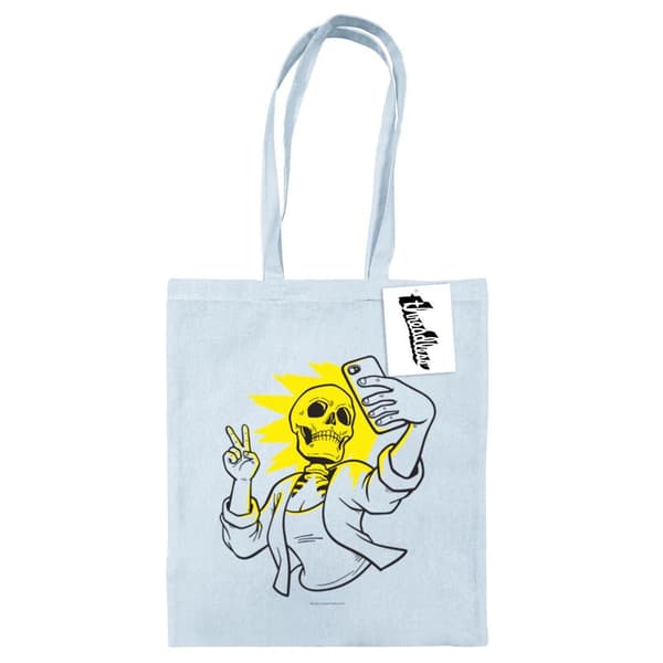 Benjimoji Skeletal Selfie Tote Bag One Size Light Blue Light Blue One Size
