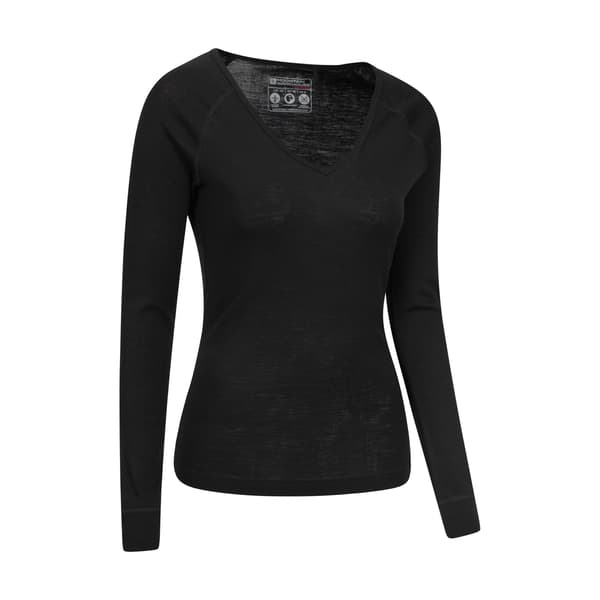Mountain Warehouse Dam/Dam Merino Ull V-ringad Topp 10 UK B Black 10 UK