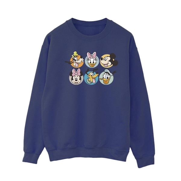 Disney Dam/Kvinnor Mickey Mouse Och Vänner Ansikten Sweatshirt Navy Blue M