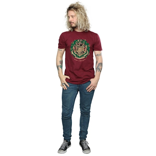 Harry Potter Herr Jul T-shirt i Bomull med Krans L Bourgogne Burgundy L