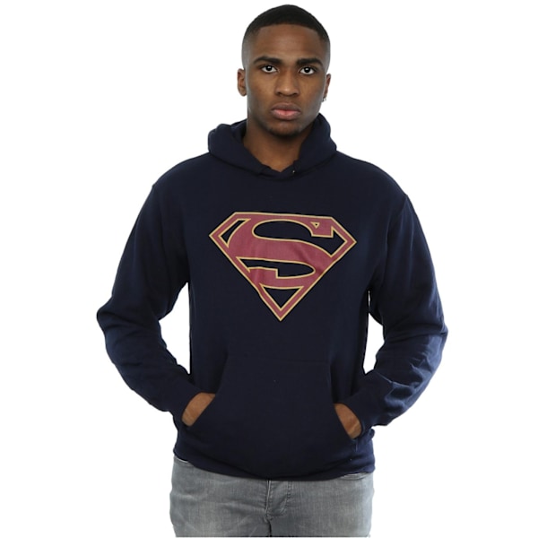 DC Comics Herr Supergirl Logotyp Hoodie XXL Marinblå Navy Blue XXL