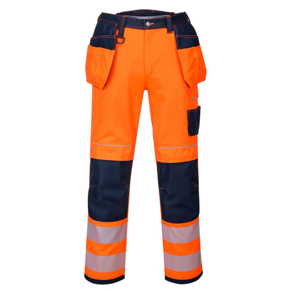 Portwest Herr PW3 Hi-Vis Holster Pocket Säkerhetsarbetsbyxor 42 Orange/Navy 42R