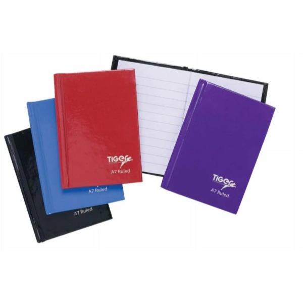 Tiger-fodralbunden A7-anteckningsbok (pack med 10) One Size Lila/Blå/B Purple/Blue/Black/Red One Size