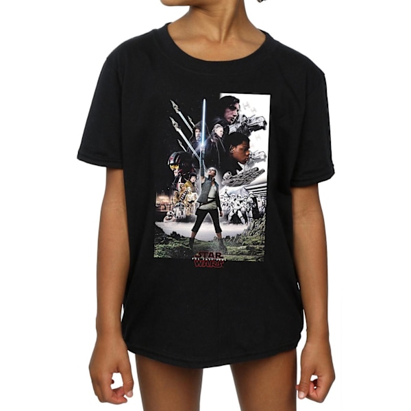 Star Wars Girls The Last Jedi Character Poster Bomull T-shirt 5 Black 5-6 Years