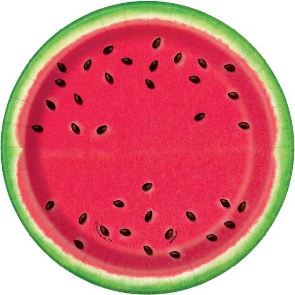 Unika engångstallrikar med vattenmelonmotiv för sommaren (8-pack) Red/Green One Size