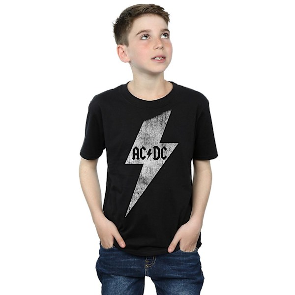 AC/DC Pojkar Lightning Bolt Bomulls T-Shirt 7-8 År Svart Black 7-8 Years
