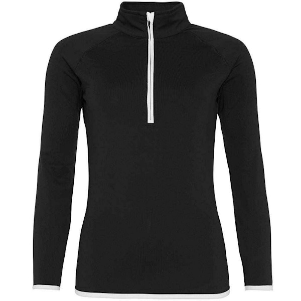 AWDis Cool Dam/Damer Halv Zip Girlie Sweat Top 10 UK Jet Bl Jet Black/Arctic White 10 UK