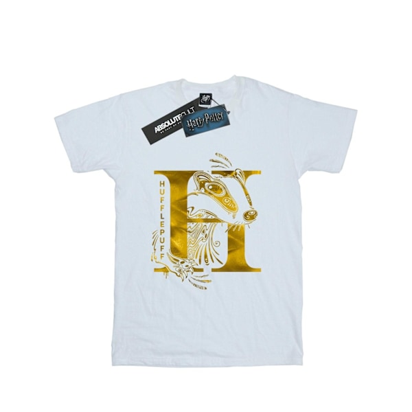Harry Potter Hufflepuff Badger T-shirt för män, L, vit White L