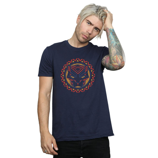 Marvel Herr Svart Panter Tribal Panther Ikon T-shirt L Marin Blå Navy Blue L