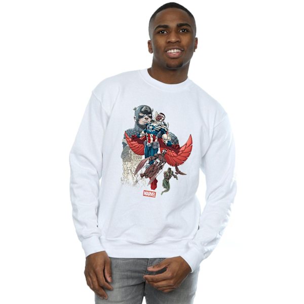 Marvel Herr Captain America Falcon Evolution Sweatshirt S Vit White S