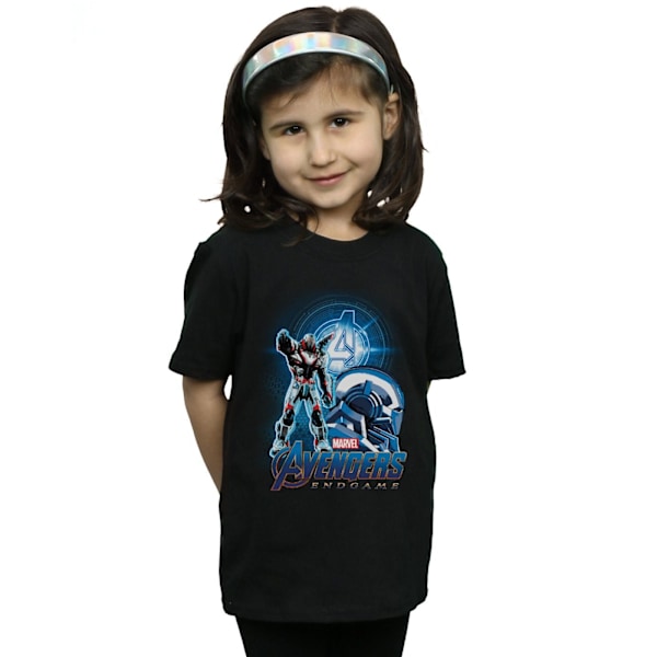 Marvel Girls Avengers Endgame War Machine Team Suit Bomull T-shirt Black 7-8 Years