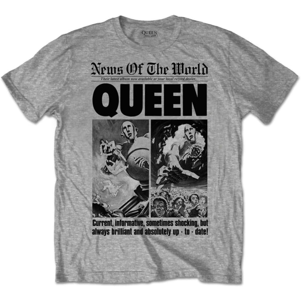 Queen Unisex Adult News Of The World T-shirt XL Grå Grey XL