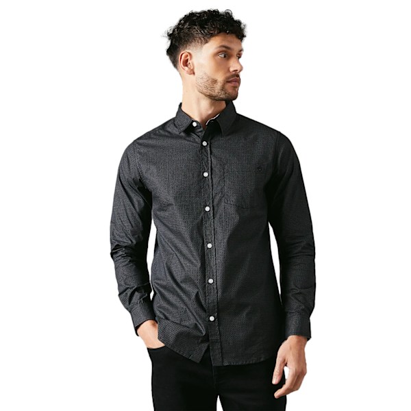 Maine Herr Octo Geometrisk Långärmad Skjorta M Svart Black M