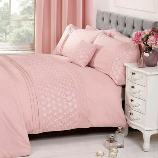 Rapport Everdean Broderad Påslakan Set King Rosa Pink King