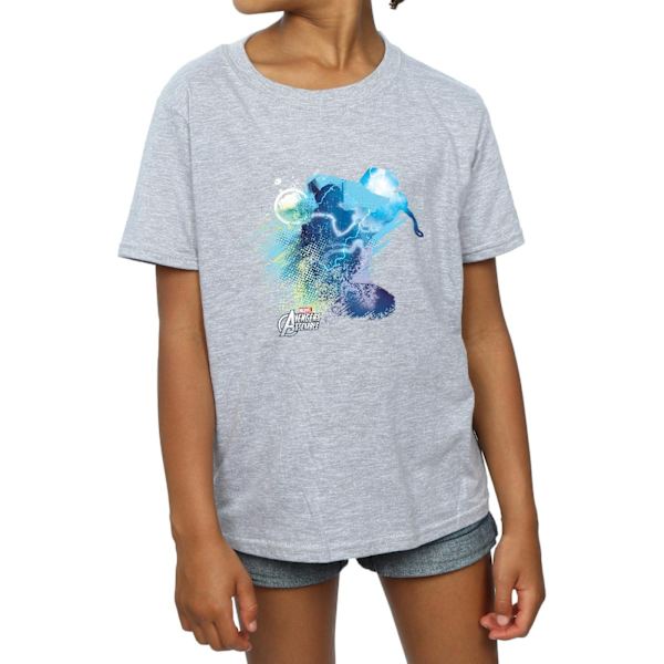 Marvel Girls Thor Art Burst Bomull T-shirt 7-8 år Sports Grå Sports Grey 7-8 Years
