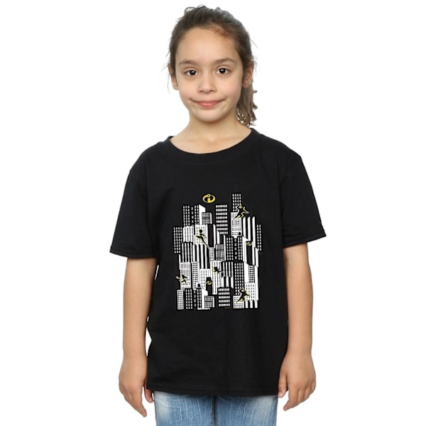 Disney Girls The Incredibles Skyline Bomull T-shirt 12-13 år Black 12-13 Years