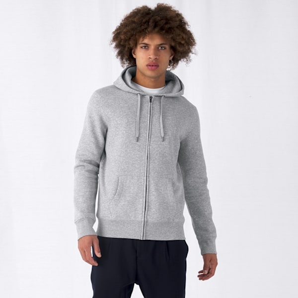 B&C Herr Full Zip Hoodie 3XL Gråmelerad Grey Heather 3XL