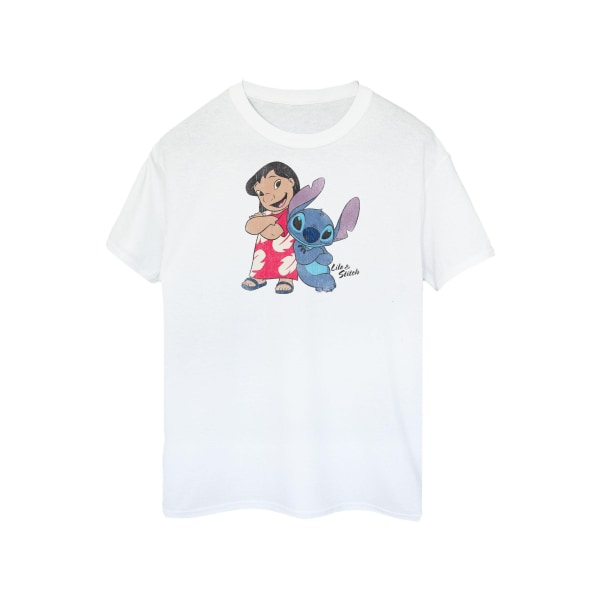 Lilo & Stitch Dam/Dam Klassisk Pojkvän T-shirt i bomull M White M
